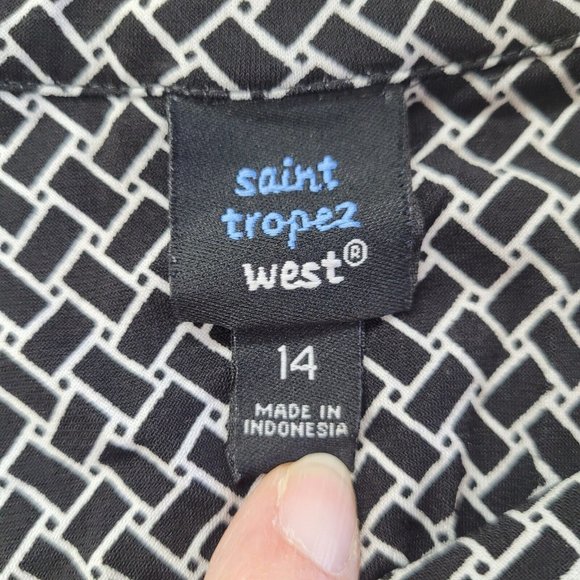 St Tropez West Dress Girls 14 Black/White Collared Button Tie Front Pocket Dress - Picture 6 of 10